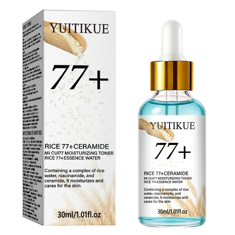 Yuitikue Rice 77+ Ceramide Brightening Essence Water, Improves Dry Tight Skin, Refreshing Toner 30ML, Skincare Essential, Rice Serum