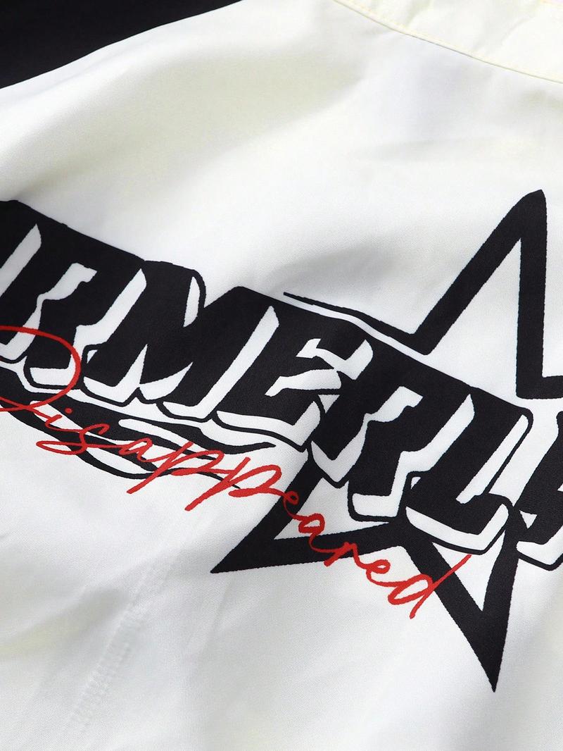 Men's Speed Racing Pattern College Style Jacket, Street Hip-Hop Coat, Fitted Long Zipper Design, Casual Outdoor Wear, All Seasons