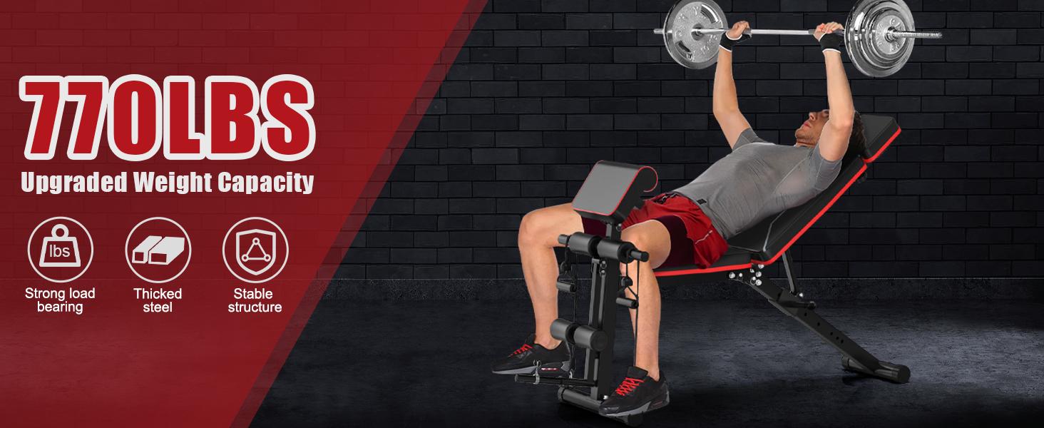 Bearbro 770 LB Adjustable Weight Bench Foldable Workout Bench Press for Full Body Strength Training, Incline Decline Bench with Fast Folding Bearbro 770 LB Adjustable Weight Bench Foldable Workout Bench Press for Full Body Strength Training, Incline Decline Bench with Fast Folding