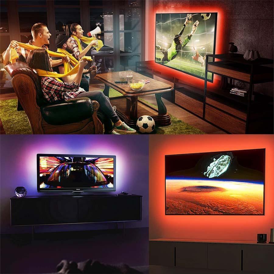 1PC RGB LED TV Backlight Strip, 24-Key Remote, Adjustable Brightness, Dynamic Mode, 39.37-590.55 Inches, Ideal for Gaming Room and Home Decor