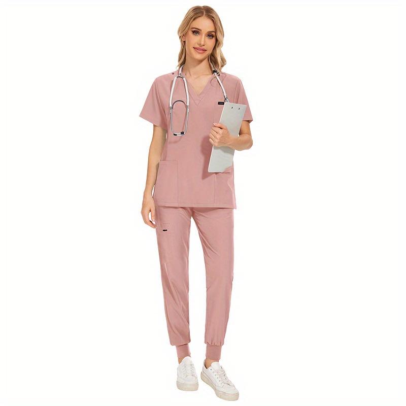 Unisex Uniforms Beauty Costume Women Nurse Doctor Set Clinic Workwear Pet Vet Tops Pants Comfortable Leisure Care Center Daily Practical Work Clothes Set