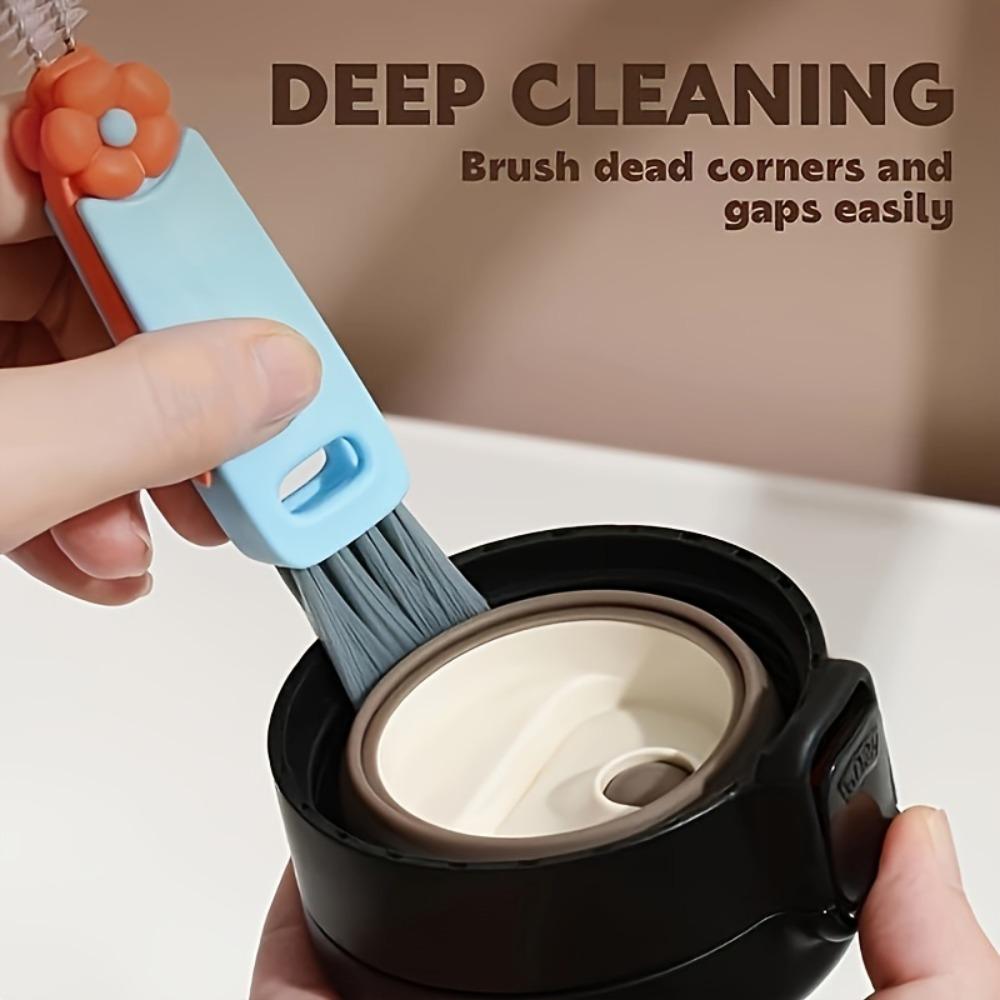 3-Piece Cleaning Brushes, New Bottle Gap Cleaning Brushes, Suitable for Bottle Gaps and Cups, Portable Cup Lid Cleaning Brushes with Brushes for Cleaning, Easy to Use, Great as Small Car Gifts