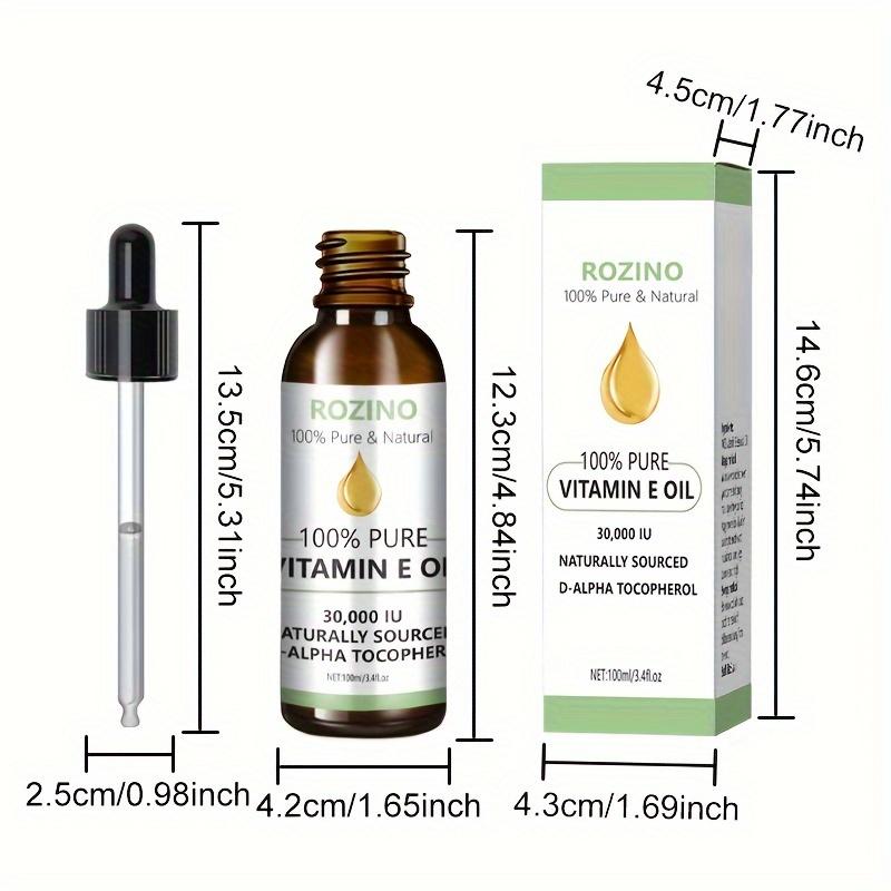 Rozino 100% Pure Natural Vitamin E Oil - Safe & Sustainable Formula Serums Skin Repair body oil lemon balm jojoba oil levanta batana oil dry body oil curly hair oil treatment
