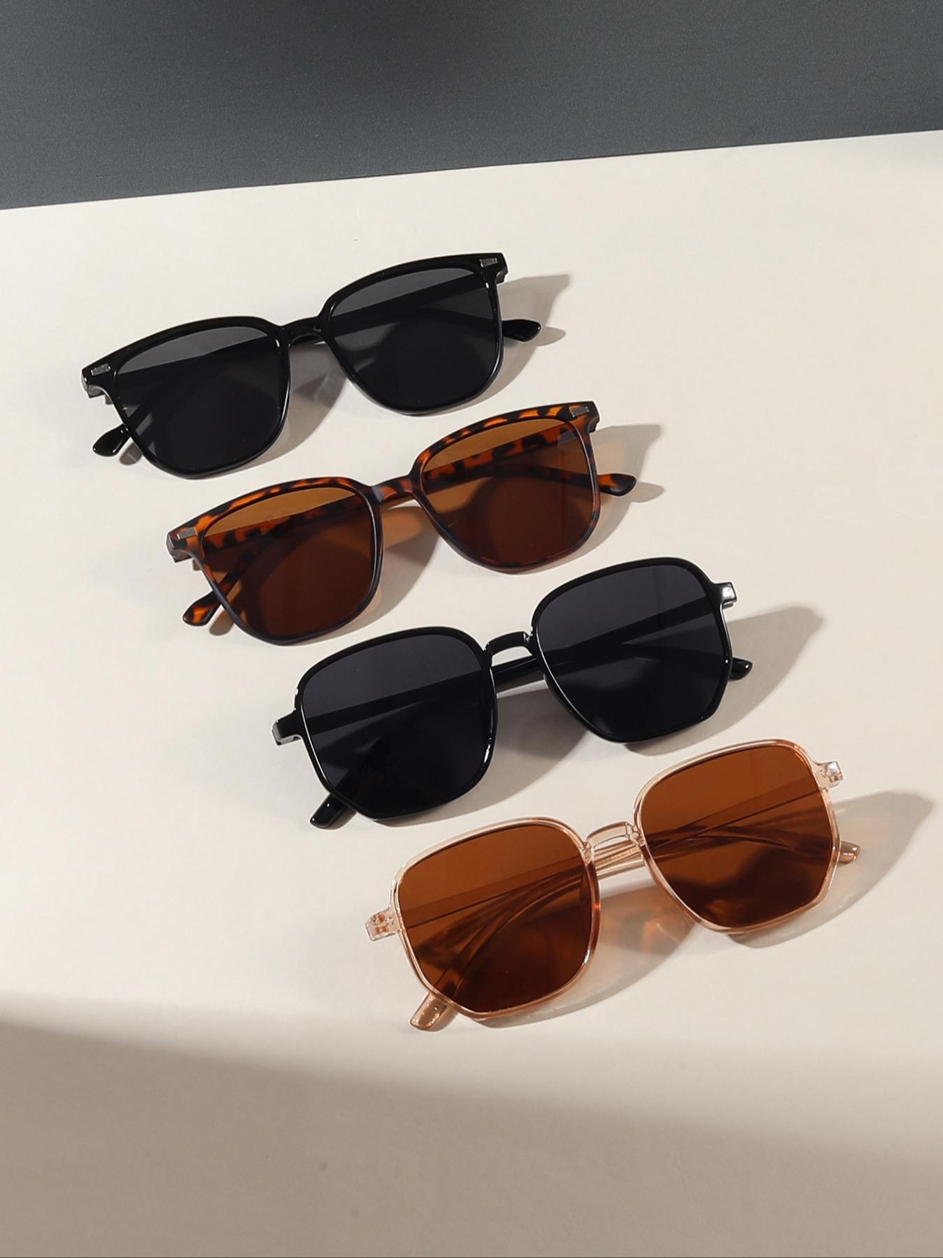 4 Pairs Fashion Glasses for Casual Beach Parties, Stylish Eyewear Suitable for Daily Use, Perfect for Social Gatherings & Outdoor Events, Trending Glasses