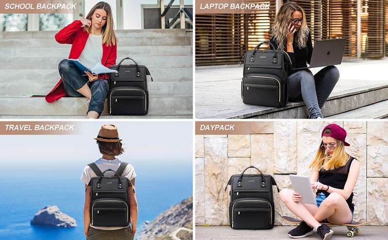 【Valentine's Day Gift】LOVEVOOK Vegan Leather Laptop Backpack with USB Port for Women - College,  Business, Work, Teacher, Travel, School Backpack,TikTokShopJumpstartSale
