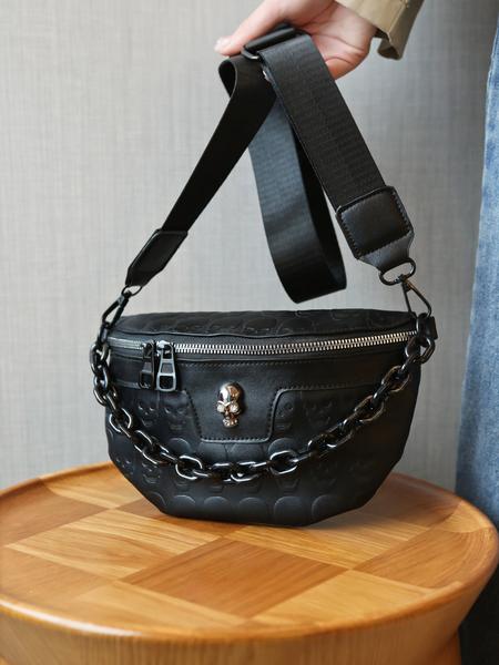 New Unique Design Skull Pattern Bag, Bold Fashionable Shoulder Crossbody Bag, Versatile Style for All Occasions, Crossbody Chain Bag
