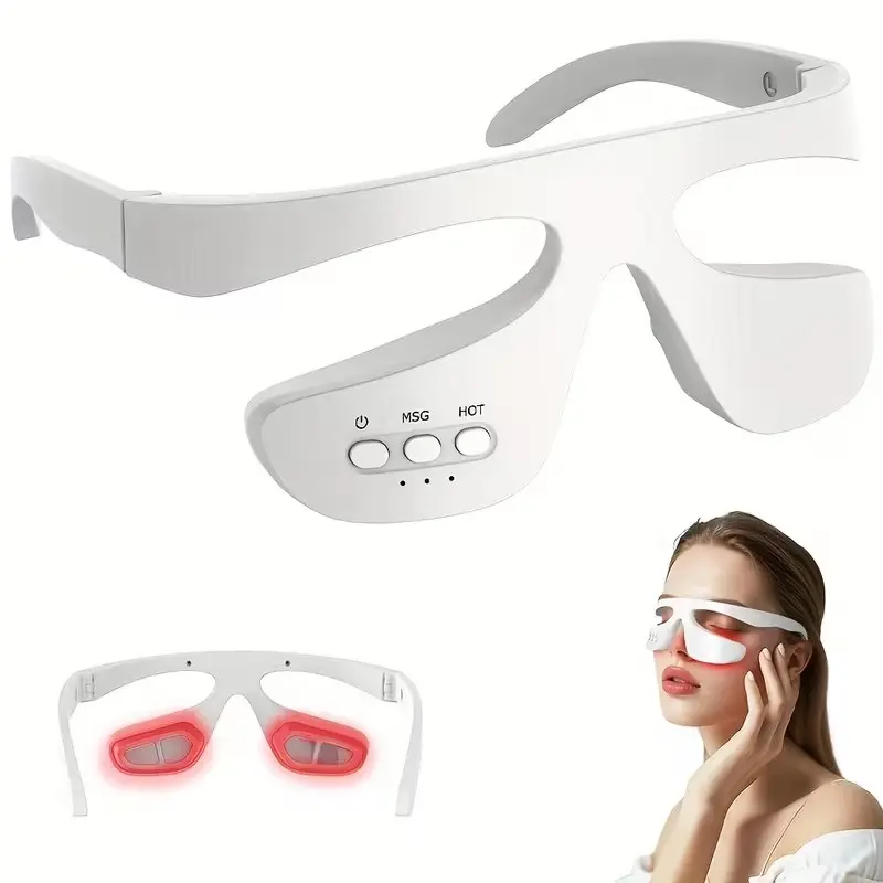 Portable Wireless Eye Care Glasses with Heat Therapy and Vibration Massage, Ideal for Fatigue Eyes and Puffy Bags, Model Bm-43