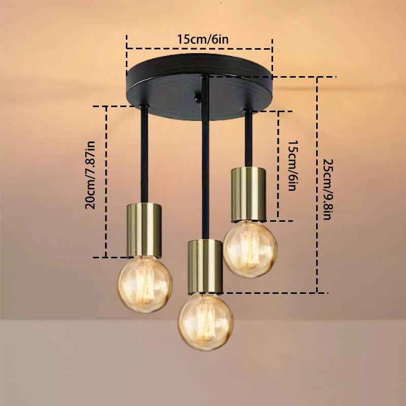 Modern Minimalist Gold Three-Arm Cylinder Pendant Light, European Home Fit E27 Interface Max60w Bar Hallway Lighting