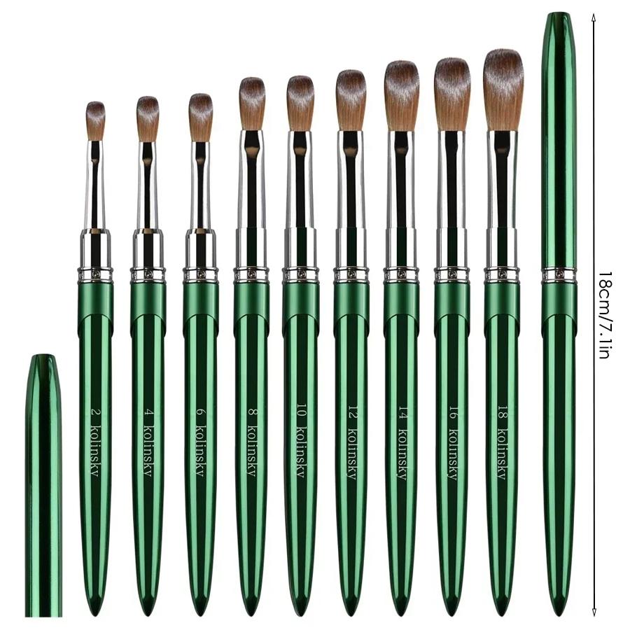 100%Kolinsky Acrylic Nail Brush Good Quality Nail Art Design Mink Brush Wood Handle Gel Builder Manicure Brush Drawing Tools Nail Care Tool Nail Supplies