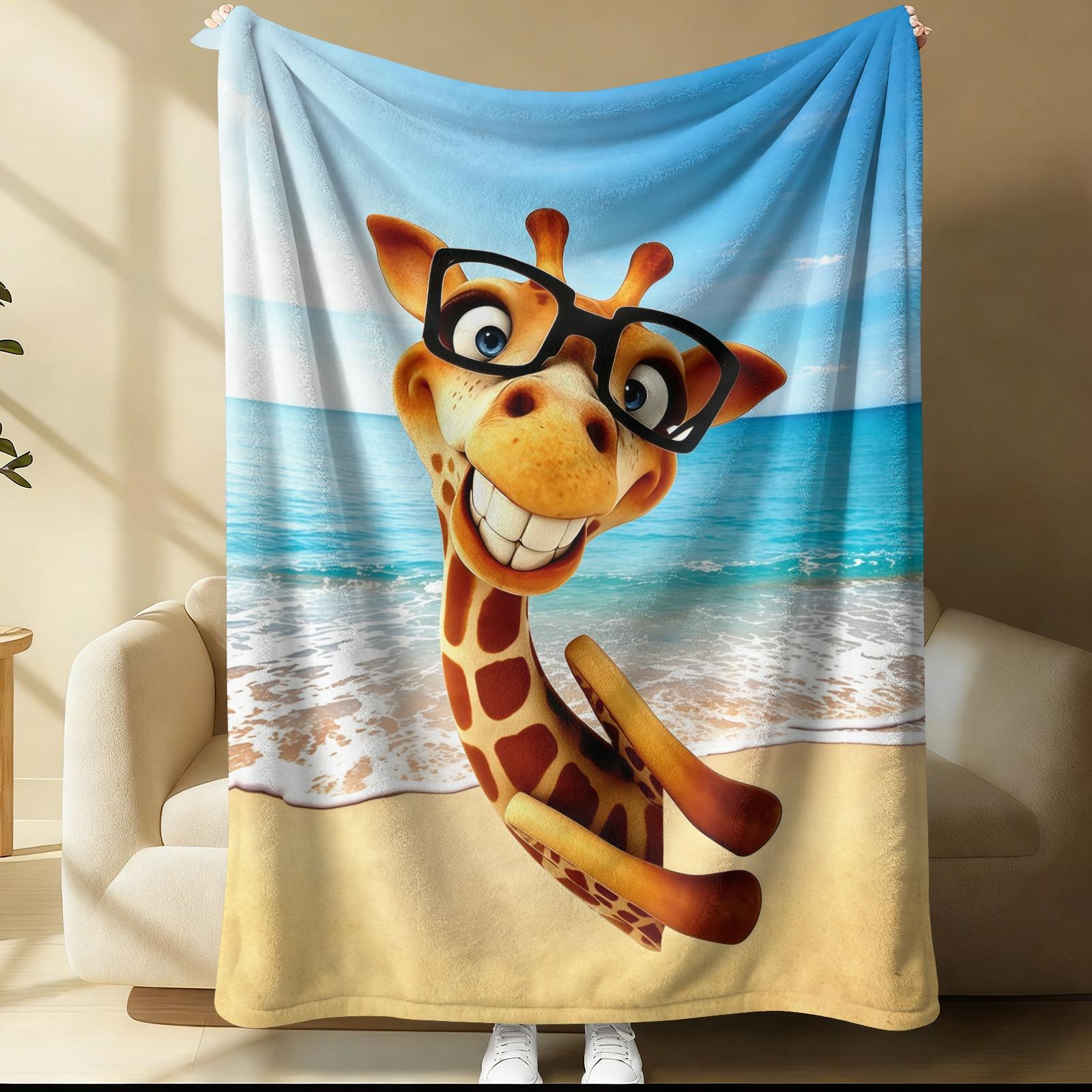 Giraffe Pattern Blanket, Suitable For Daily, Festival, And Birthday Gifts For Children And Adults. Soft, Warm, And Lightweight Plush Blanket, Perfect For Bed, Sofa, Car, And Room Decoration