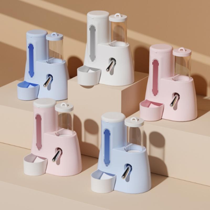 New Hamster Pet Water Bottle, Ball Rolling Drinking Device, Leak-Proof Vertical Design, Hanging Water Bottle and Food Bowl Combo, Hamster Accessories