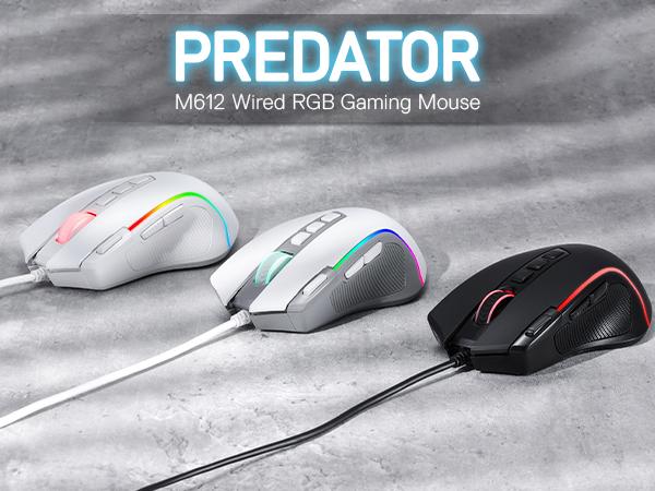 Redragon M612 Predator RGB Gaming Mouse, 8000 DPI Wired Optical Gamer Mouse with 11 Programmable Buttons & 5 Backlit Modes, Software Supports DIY Keybinds Rapid Fire Button