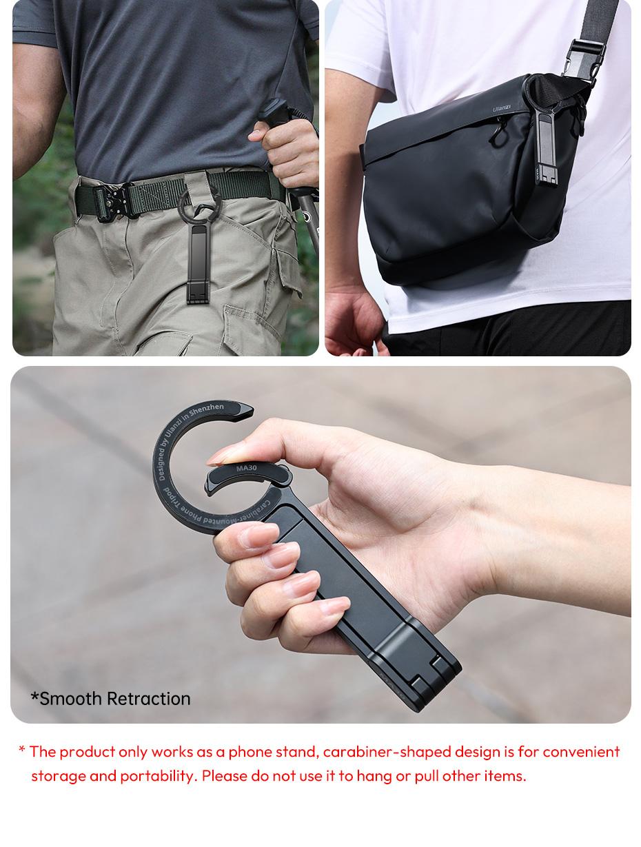 ULANZI MA30 Magnetic Phone Tripod Stand for iPhone - Aluminium Smartphone Mini Tripod Foldable Pocket Cell Phone Stand Dual-Sided Magnet Quick Mount Compatible with iPhone 16 15 14 13 12 Magsafe