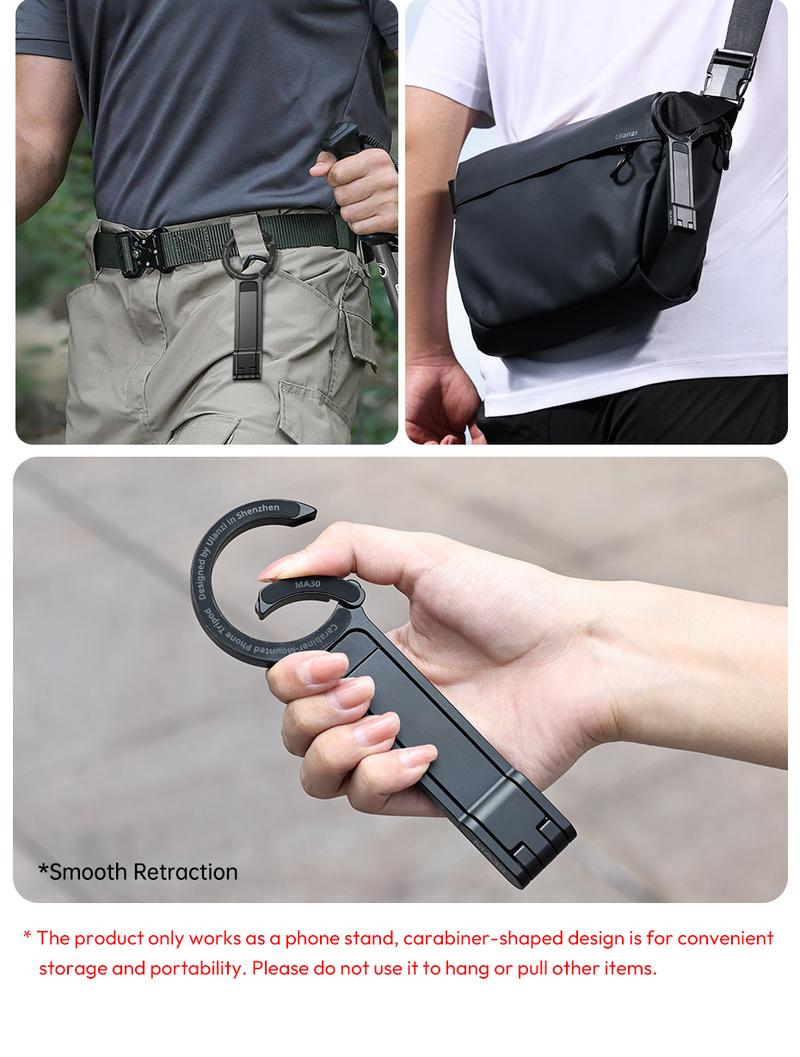 ULANZI MA30 Magnetic Phone Tripod Stand for iPhone - Aluminium Smartphone Mini Tripod Foldable Pocket Cell Phone Stand Dual-Sided Magnet Quick Mount Compatible with iPhone 16 15 14 13 12 Magsafe