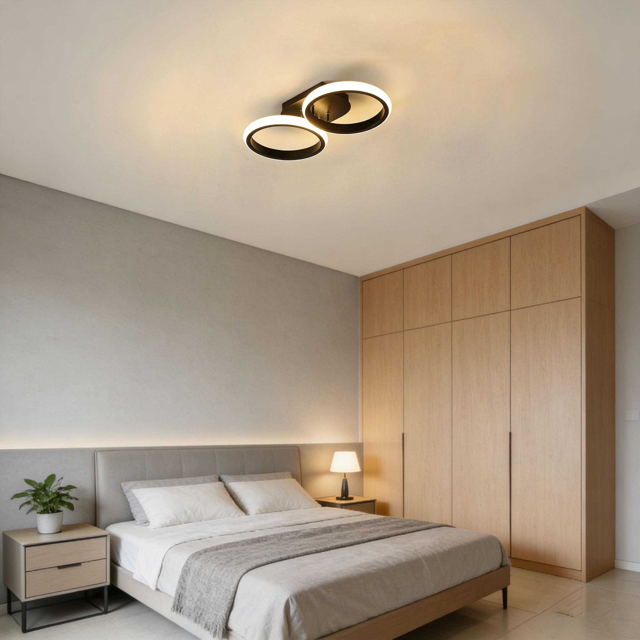 Circular LED Ceiling Light, Hardwired Ceiling Light, Aluminium/Silicone Construction, White/Warm Light Suitable For Bedrooms, Living Rooms, Study Rooms, Kitchens, Indoor Lighting Fixture
