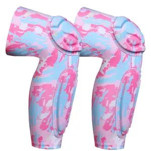 Knee Calf Padded Leg Compression Sleeve Thigh Shin Brace Protective Gear for Football Basketball Volleyball Soccer Baseball Tennis Youth Girls Adult Pink L (1 Pair)