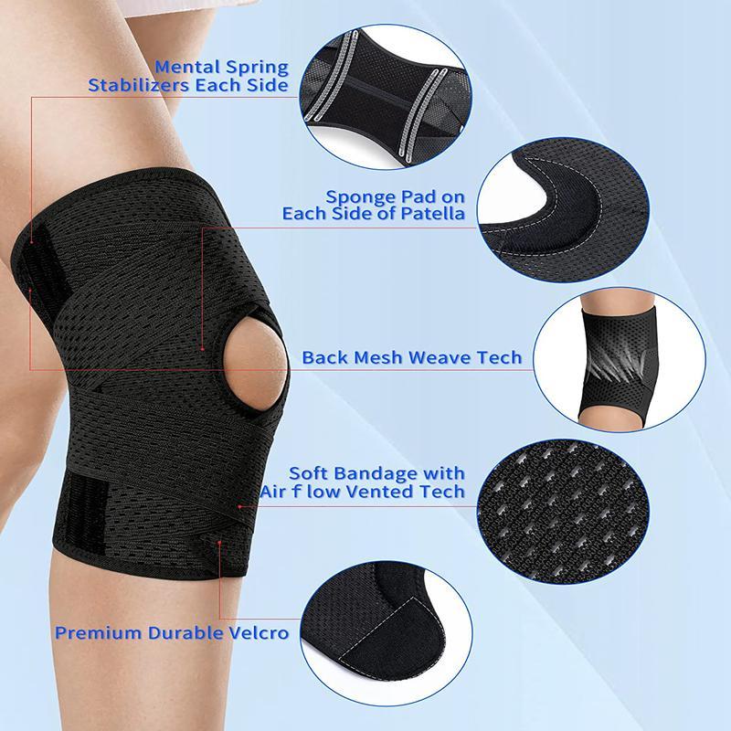 OLLAS 1pc Plus Size Knee Compression WrapBrace Breathable Adjustable With Side Stabilizers For Men And Women Comfortable Support Technology