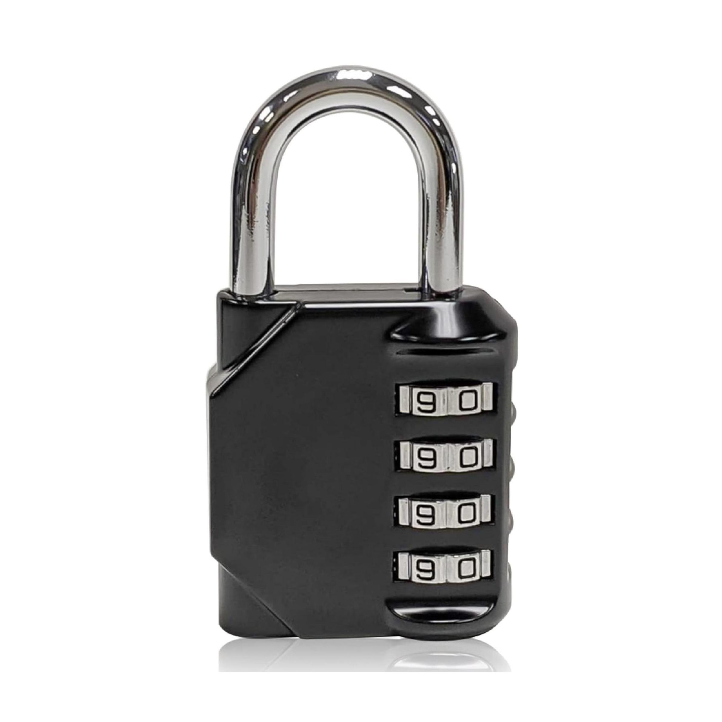 1Pc Resettable Combination Padlock, Security Lock: 4-Digit Keyless Code System with Weatherproof Construction, Perfect for Lockers, Storage Units, Toolboxes & Industrial Cabinets, Designed for Gym-Goers