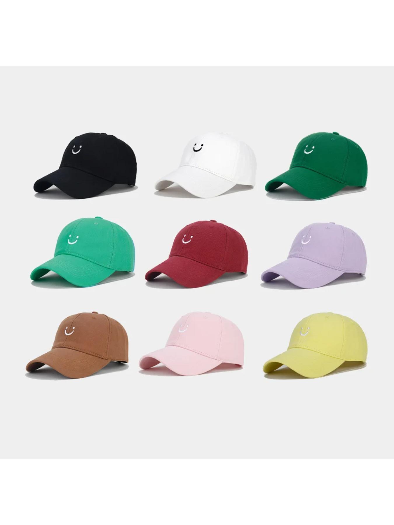 Soft Cotton Baseball Cap for Women Men Smile Face Embroidery Adjustable Low Profile Unstructured Snapback Dad Hat