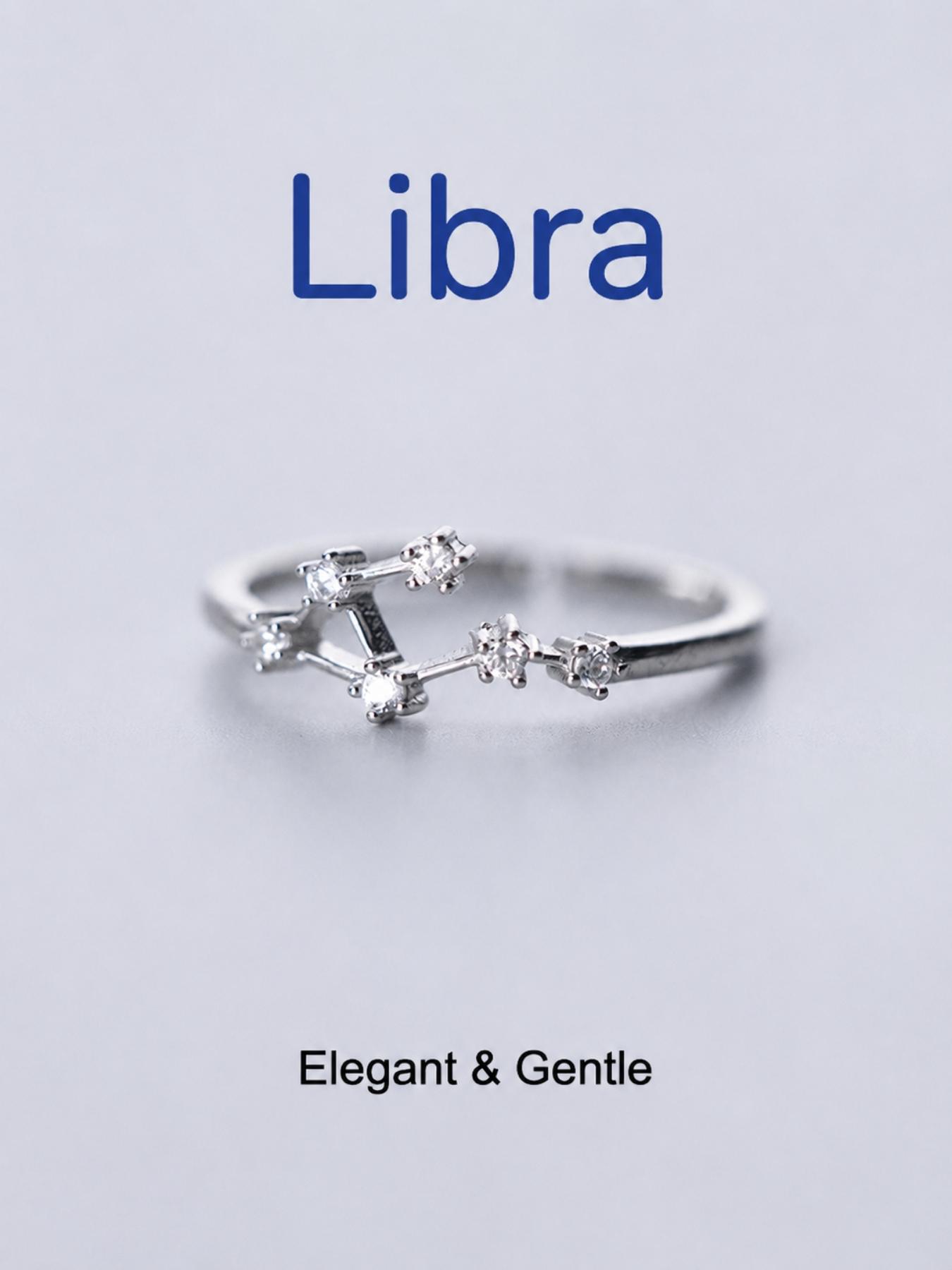 12 Zodiac Constellation Rings Set, Adjustable Open Star Sign Rings, Silver Tone Astrology Jewelry for Women, Fashion Ring