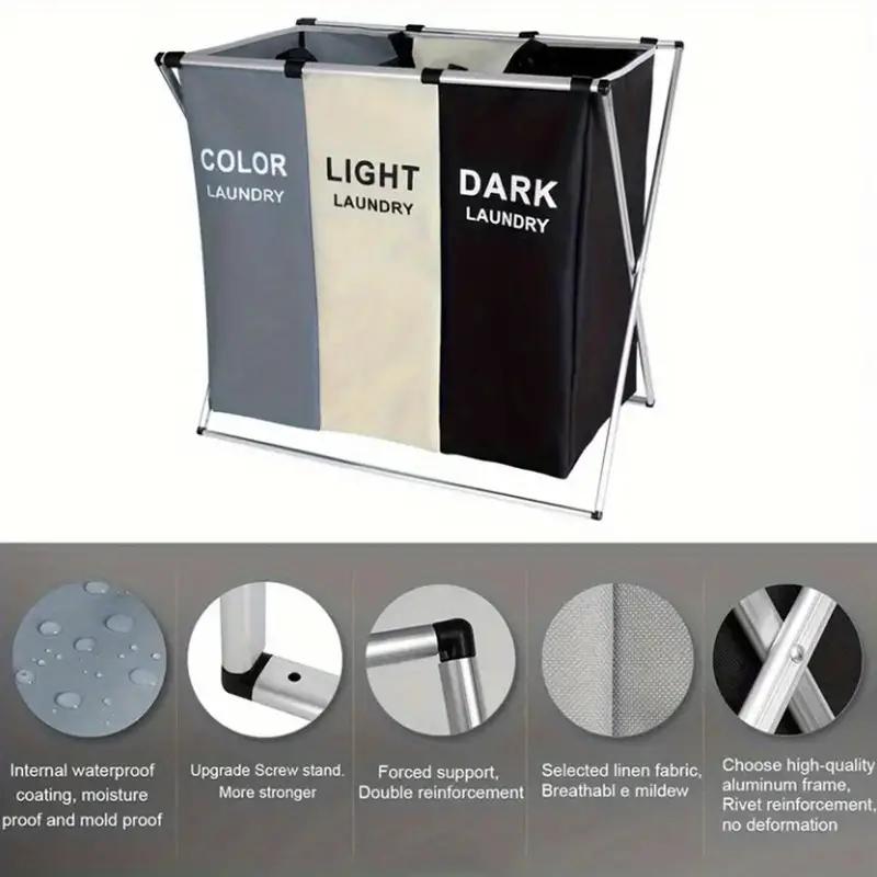 1 Piece Large Laundry Hamper, 3 Tier Laundry Basket, Foldable Dirty Clothes Organizer, Laundry Sorter with Handle, Waterproof, Portable, Freestanding Laundry Hamper for Bedroom