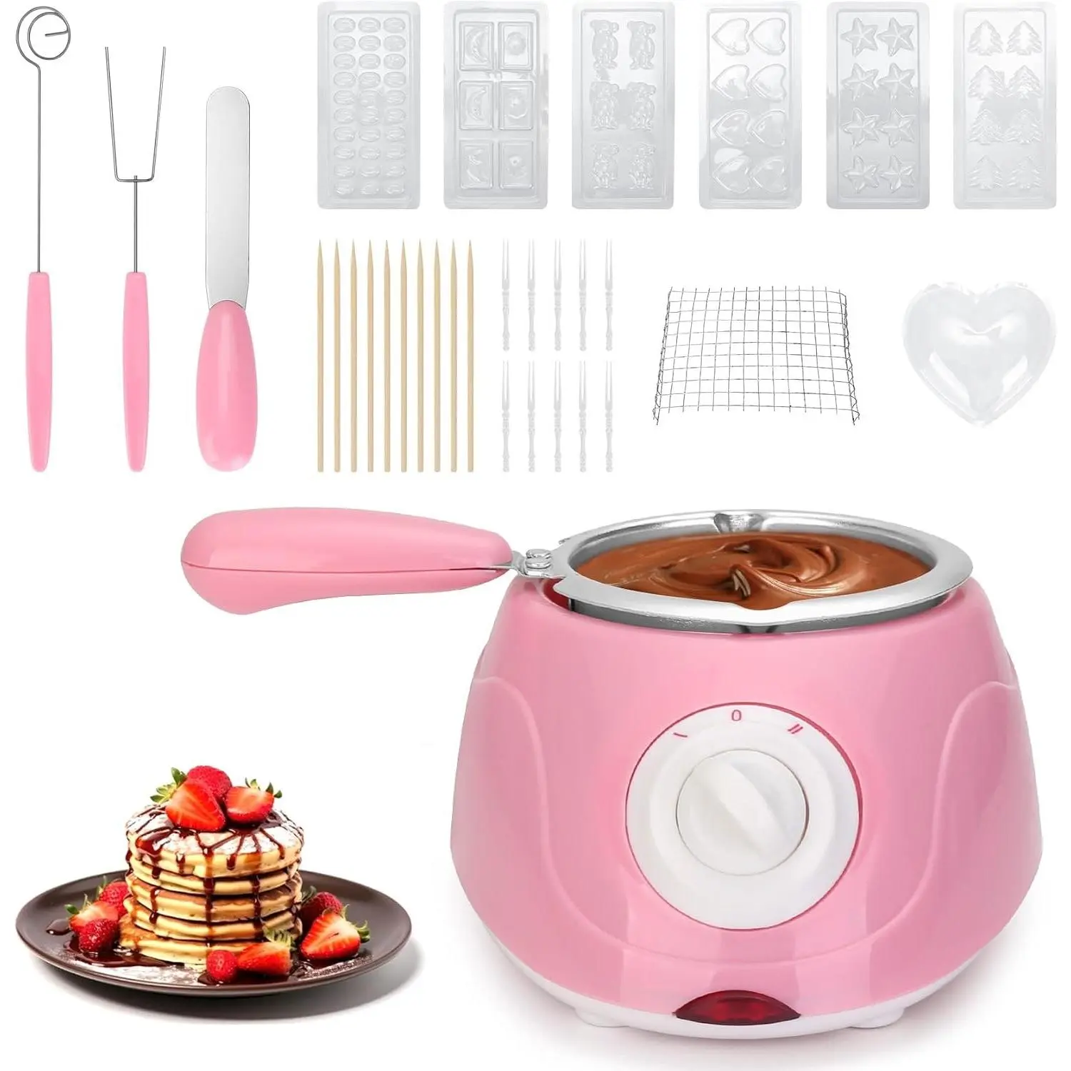MINI Electric Chocolate Melting Pot, 8.45OZ Chocolate Fondue Fountain, Warmer Machine for Milk Chocolate,Cheese, Butter, Candy