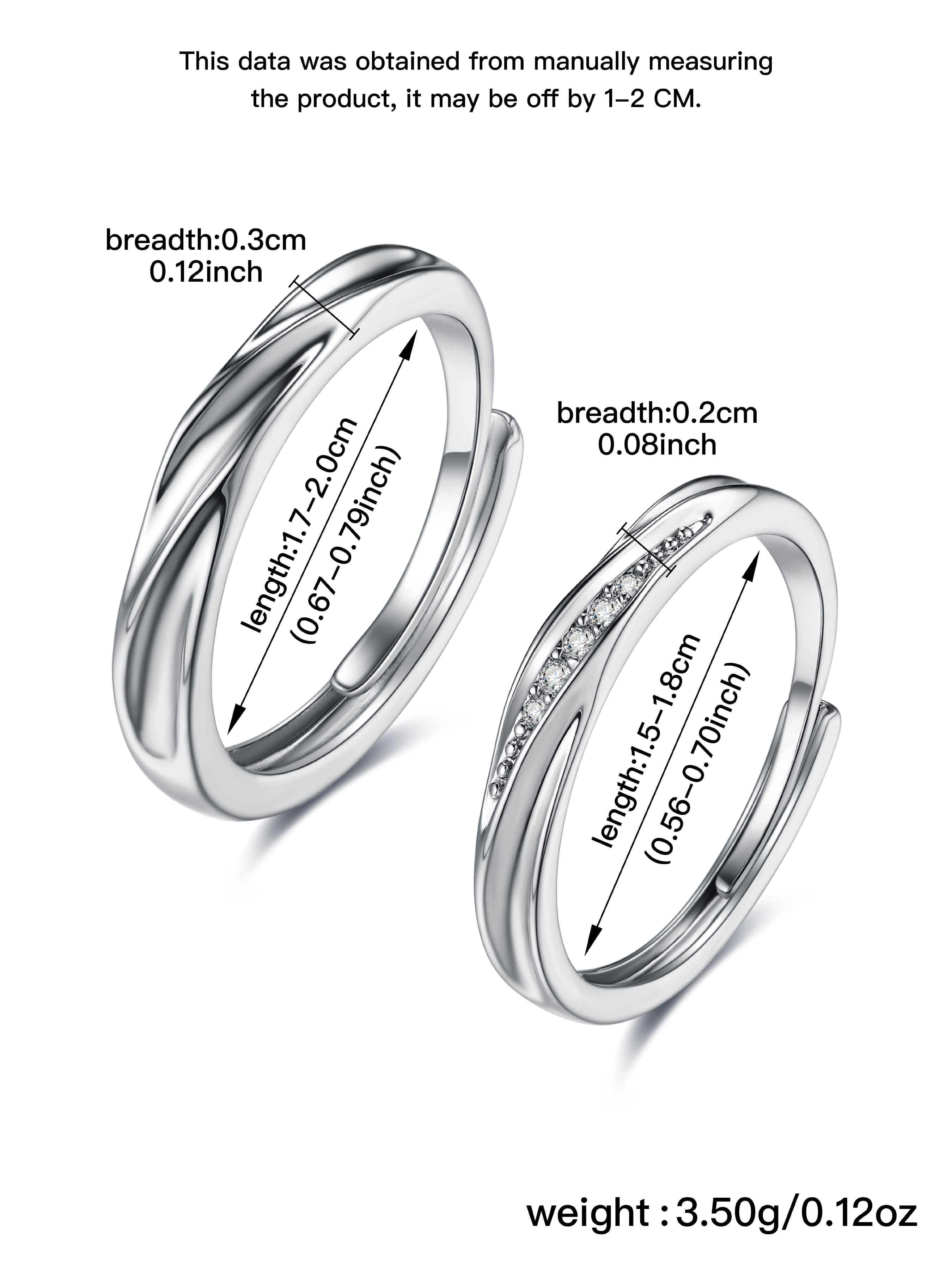 S999 Sterling Silver Couple Ring, Infinity Ring, Adjustable Open Ring, Fashion Jewelry Accessories for Women & Men, Birthday Gift, Anniversary Gift