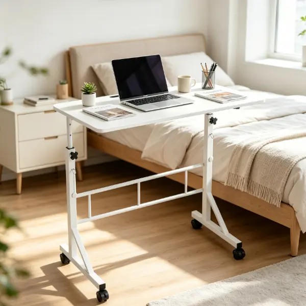 31.5" Adjustable Height Mobile Desk with Locking Wheels & Pin-Lock, Active Standing Workstation for Walking Pad, Treadmill, 88lb Capacity, Height 27.95-43.7" for Home Office