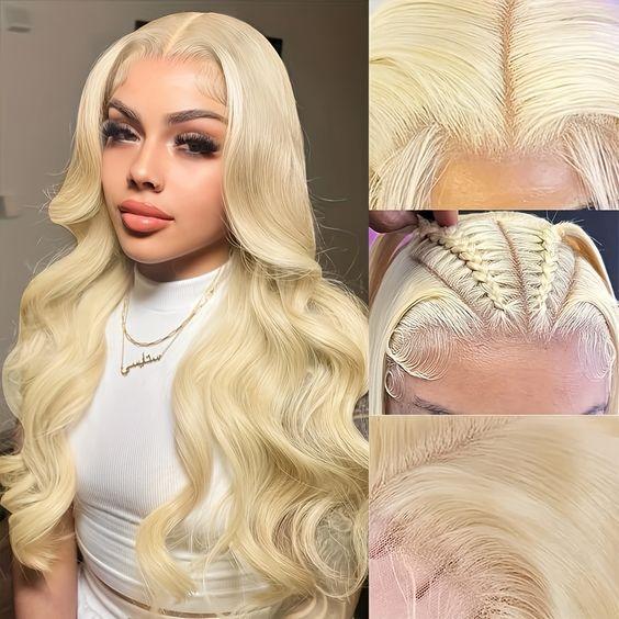Dachic Hair 613 Body Wave Wig 13x6 HD Transparent Lace Frontal wig 40 Inch Straight Blonde Human Hair wig for Women Pre Plucked with baby hair wig 180% Density