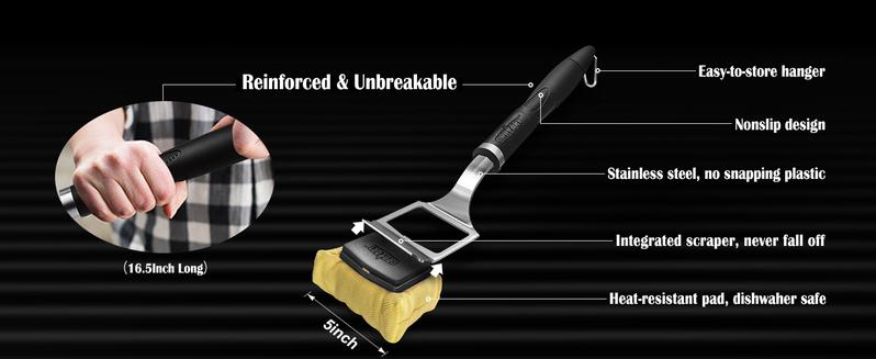 GRILLART SteamWizards Grill Brush Bristle Free Bundle with Replacement Head (1 Pack), Soak Basin(1 Pack)