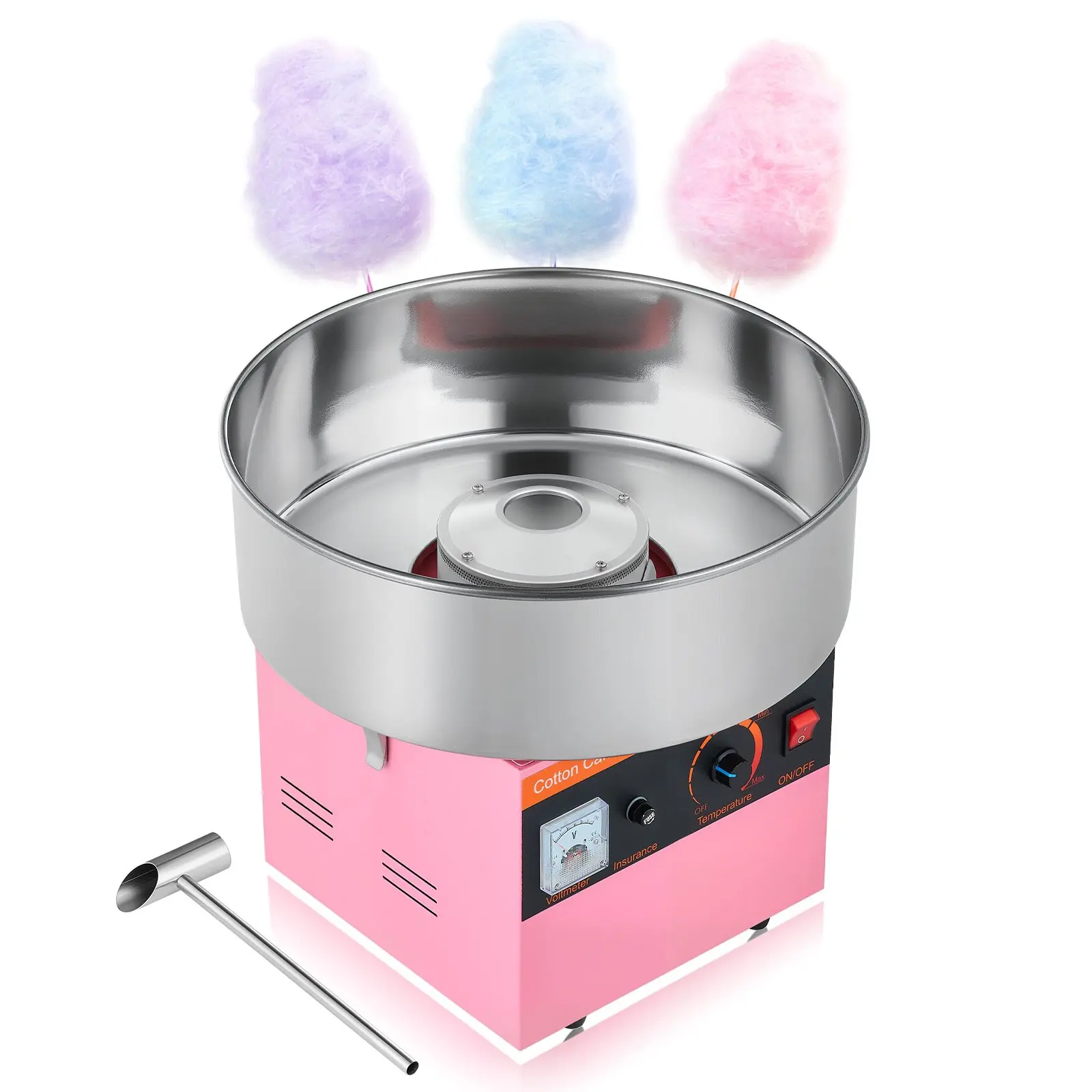 【toolupgrade】VEVOR Cotton Candy Machine Commercial, 1000W Electric Candy Floss Maker, Easy Use with 15 inch Stainless Steel Bowl and Sugar Scoop, Makes Hard Candy for Home Kids Birthday, Family Party, Pink