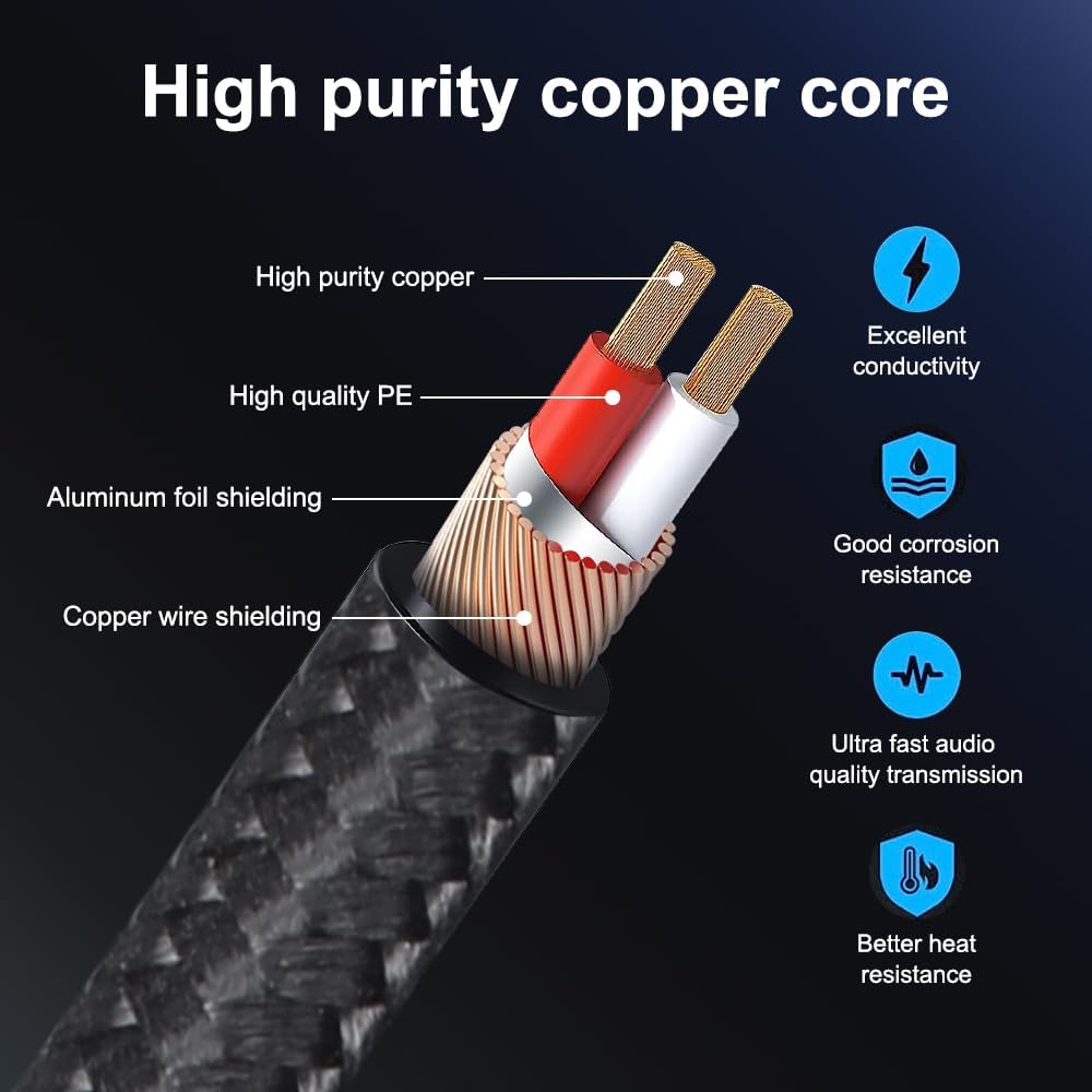 High-End Monster Oxygen-Free Copper HiFi Rca Audio Signal Cable, CD Amplifier Speaker Wire, Two-To-Two Line, Premium Sound Quality