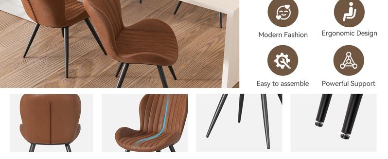 Dining Chairs, Modern Dining Room Chairs Comfy Backrest Thick Upholstered Kitchen Chairs 19IN Height with Metal Legs Dark Grey