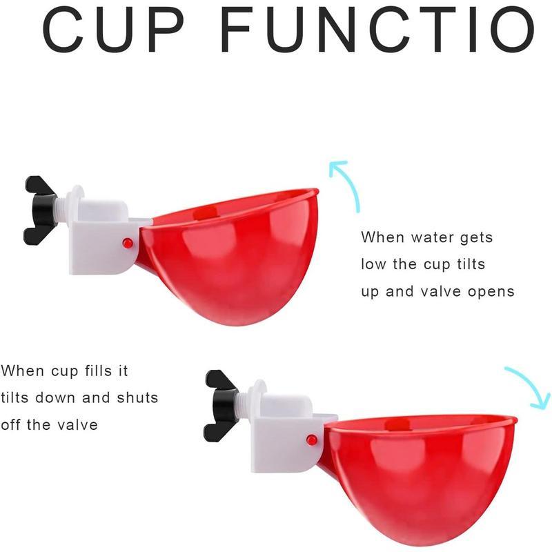 6 Pcs Large Automatic Poultry Water Cups, Leak-Proof Self-Filling Chicken Drinker Set with DIY Hole Opener, Perfect for Coop & Farm, Fresh Water for Ducks, Turkeys & Geese