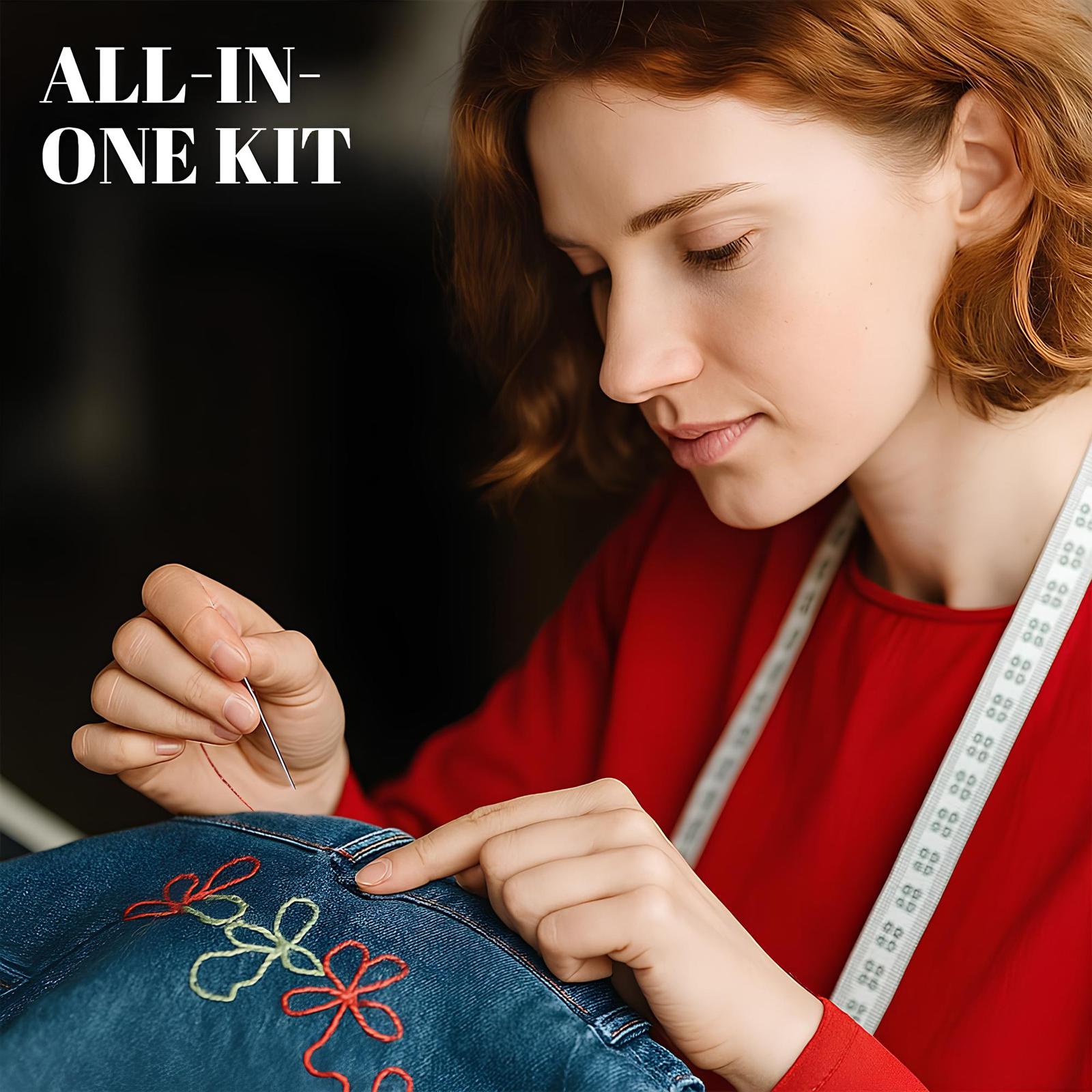 KOMOX 36PCS Sewing Tool Set, Needle Thread Hand Repair Kit for Beginners, Mini Sewing Kit for Mending Clothes, Include 25 Steel Needles, 3 reels of Thread, Seam Ripper, 2 Needle Threader, 2 Thimbles