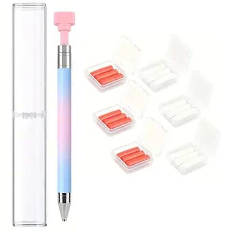 Automatic Wax Pen Diamond Art Tool Set, Includes 18 Waxes & Storage Box, Ideal for Nail DIY Crafts, Diy Craft Supplies & Diamond Painting Accessories