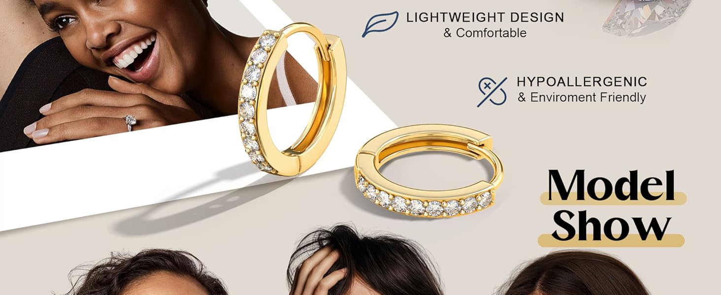 3 Pairs Silver Hypoallergenic Earrings for Women Trendy - 14K Gold Plated Stud Hoop Cartilage Earrings Set Small Earring Stacks for Sensitive Ears Non Tarnish Dainty Silver Earring