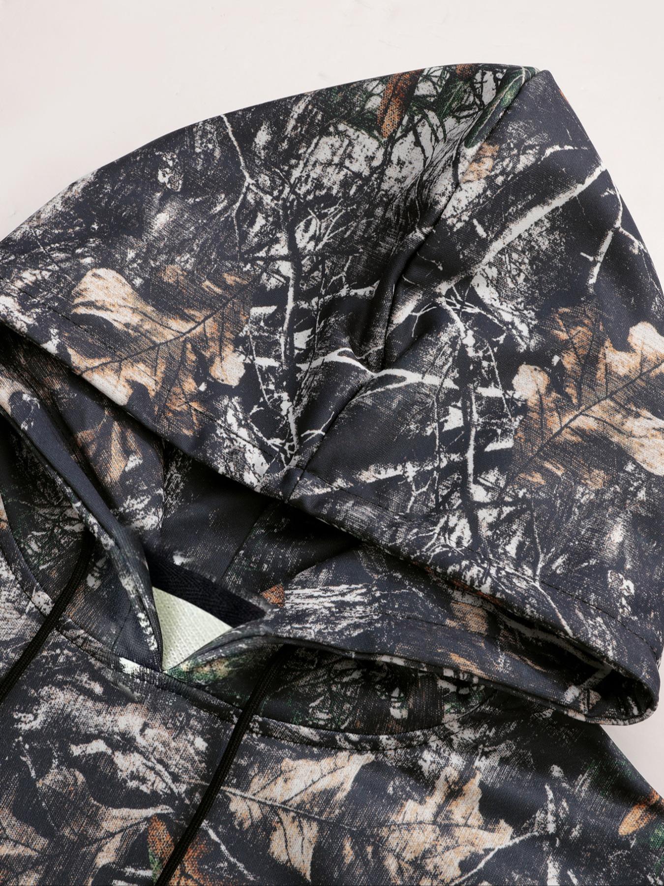 Men's Camo Print Hoodie, Regular Fit Casual Letter Print Long Sleeve Hooded Sweatshirt for Fall & Winter, Men's Top for Daily Wear