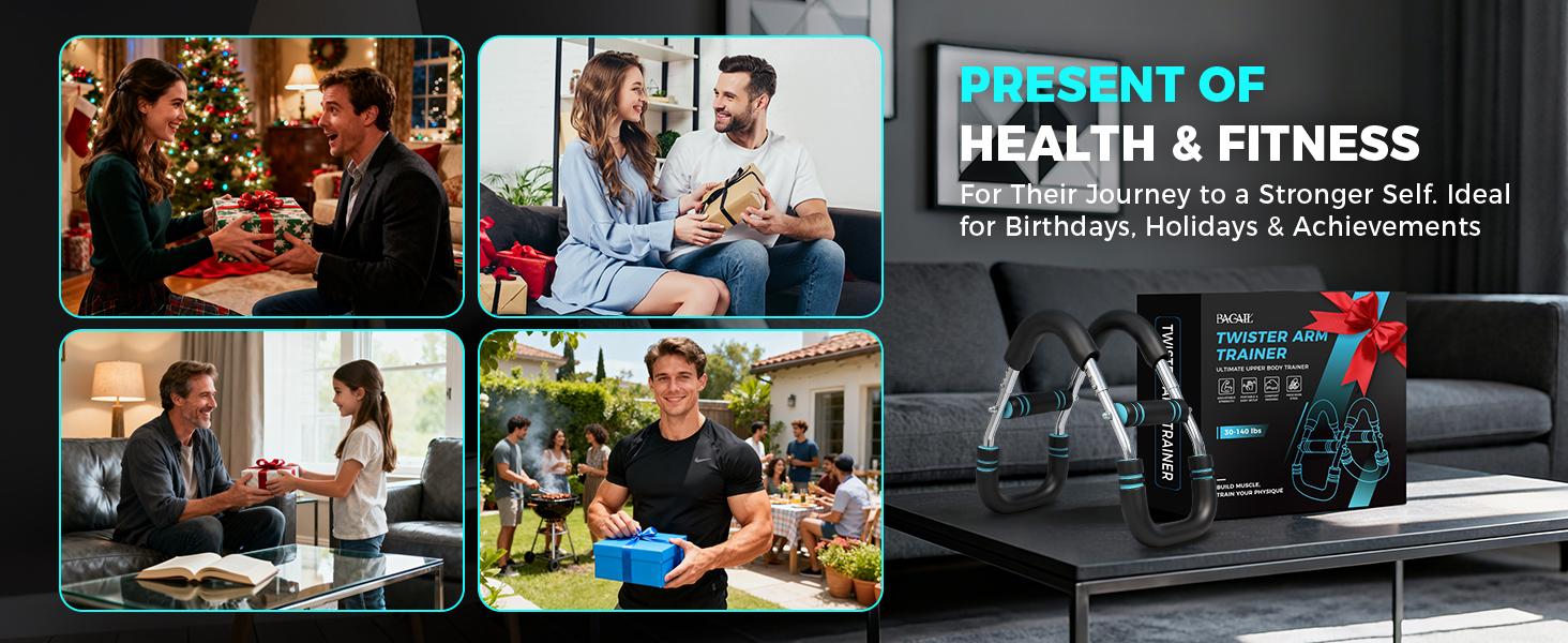 【SpringStatements】BAGAIL Twister Arm Trainer 5-Level Resistance 40-130 lbs for Chest & Arm Workout Home Gym Strength Training Equipment with Ergonomic Grips & Carry Bag for Men and Women Adjustable Exercise Machine