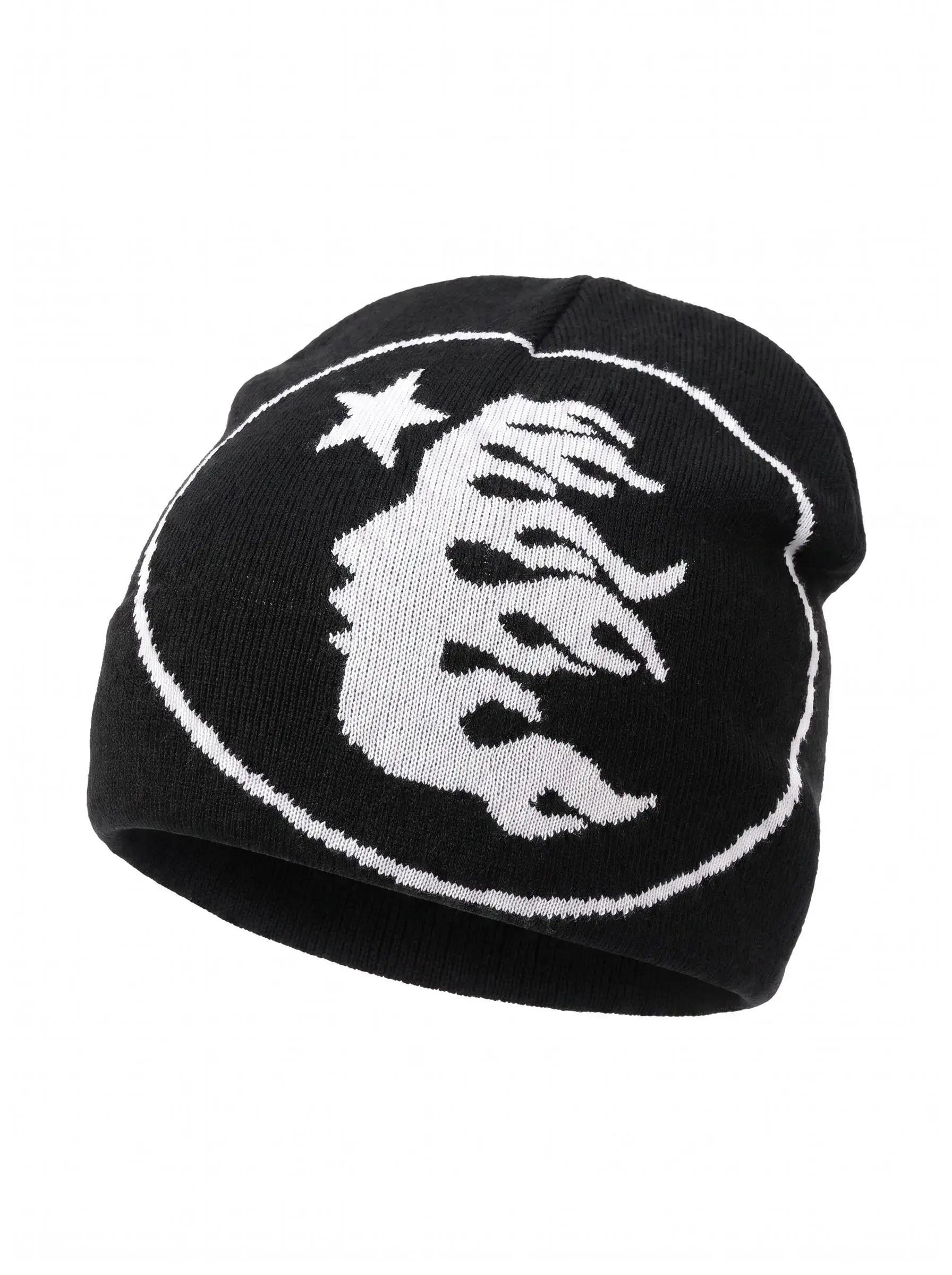 Face Pattern Knitted, Casual Skull Cap, Beanies Hats, Warm Sports Hat for Cycling Skiing, Women Men, Holiday Gift, 1pc