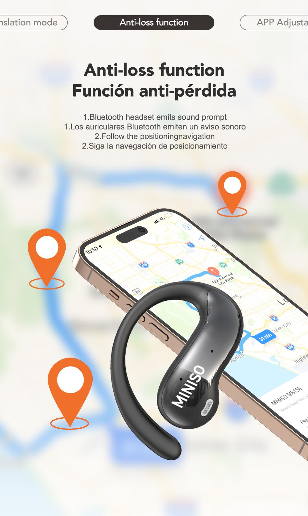 MINISO MS188 AI Earphones Wireless 134 Languages AI Translation Bluetooth Smart Earbuds with LCD Screen Charging Case APP Chargeable Black