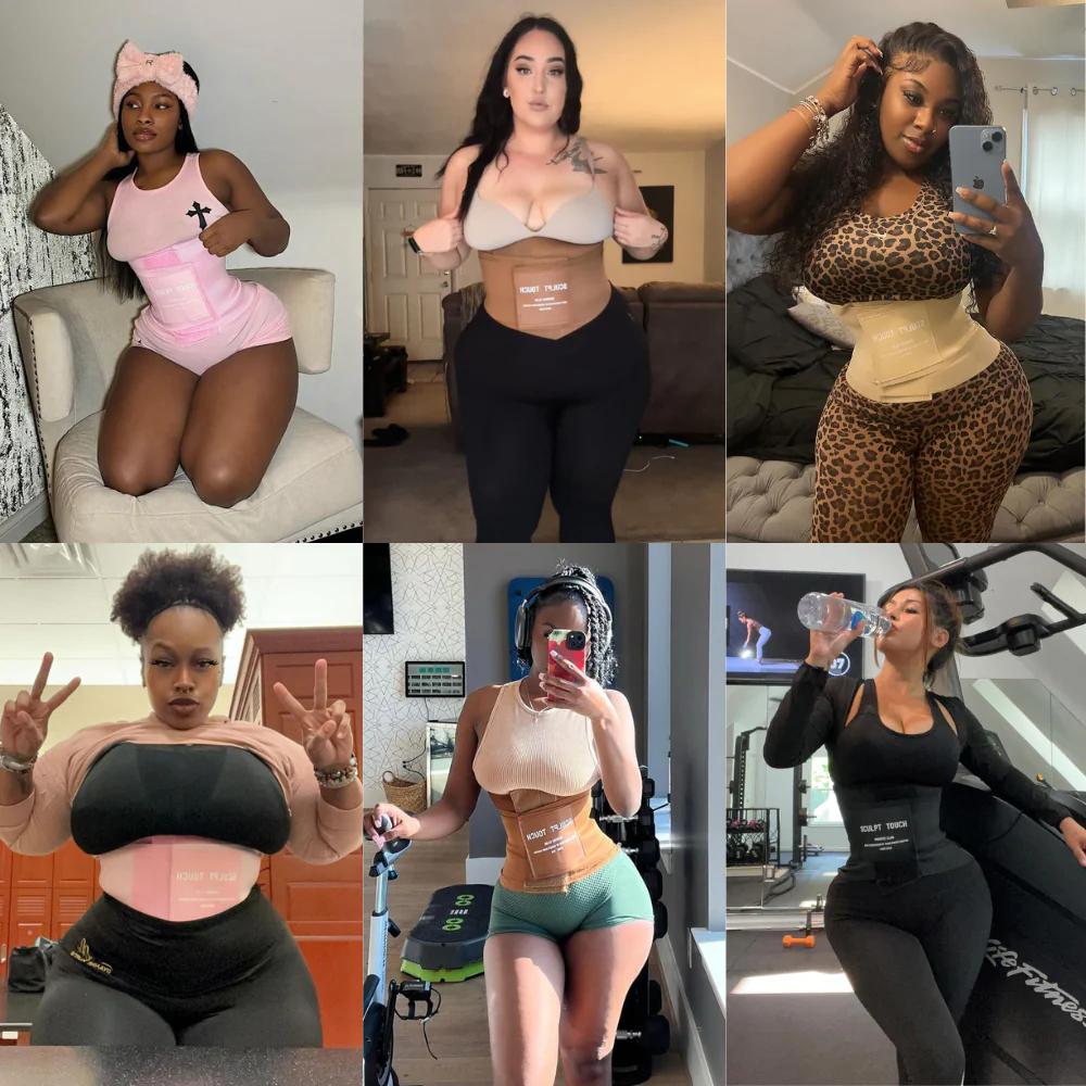 Sculpt Touch Hourglass Girdle - 3-Layer Adjustable Plus Size Waist Trainer Belts for Women High Coverage Nylon Shapewear Corset Tummy Control Compression Faja Comfortable Womenswear for All Body Types Sportswear Activewear Basic Minimalist Design SpringSt