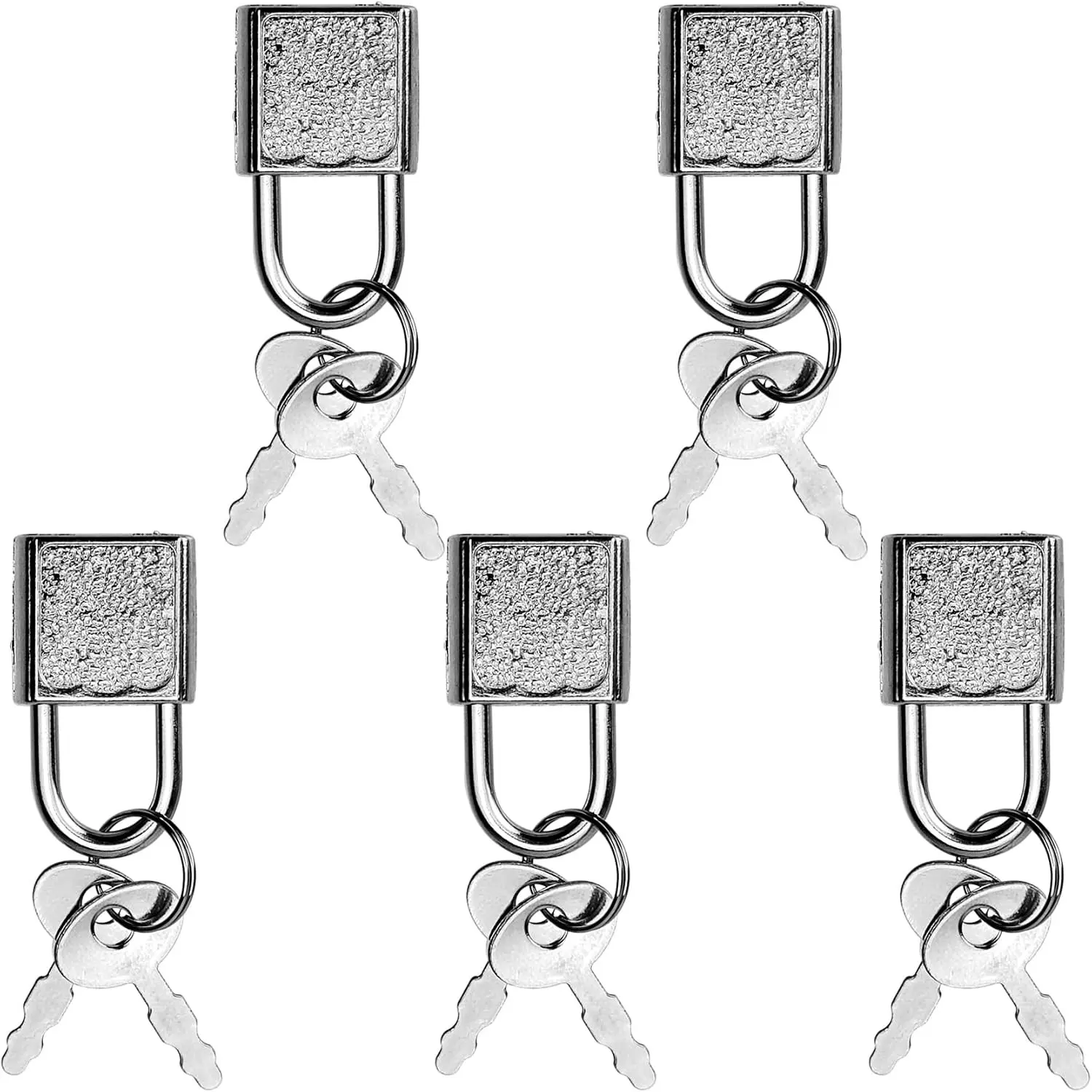 5 Pack Mini Diary Padlock, Small Locks with Keys, Tiny Luggage Locks for Travel, Journal, Jewelry, Backpack, Boxes (Square, 5)