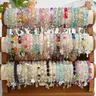 Women's 20pc Beaded Bracelets Set - Stacked Boho Glass Bead Stretch Jewelry with Floral, Heart, Butterfly Charms, Cute Accessories, Purse Stuffers for Everyday Gifting