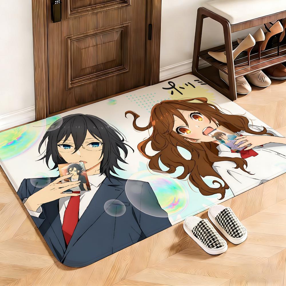 Romance Horimiya Floor Mat This soft flannel mat provides a cozy Soft flannel mat with quick water absorption, non-slip and durable. Easy to clean, ideal for bathroom and entryway use.