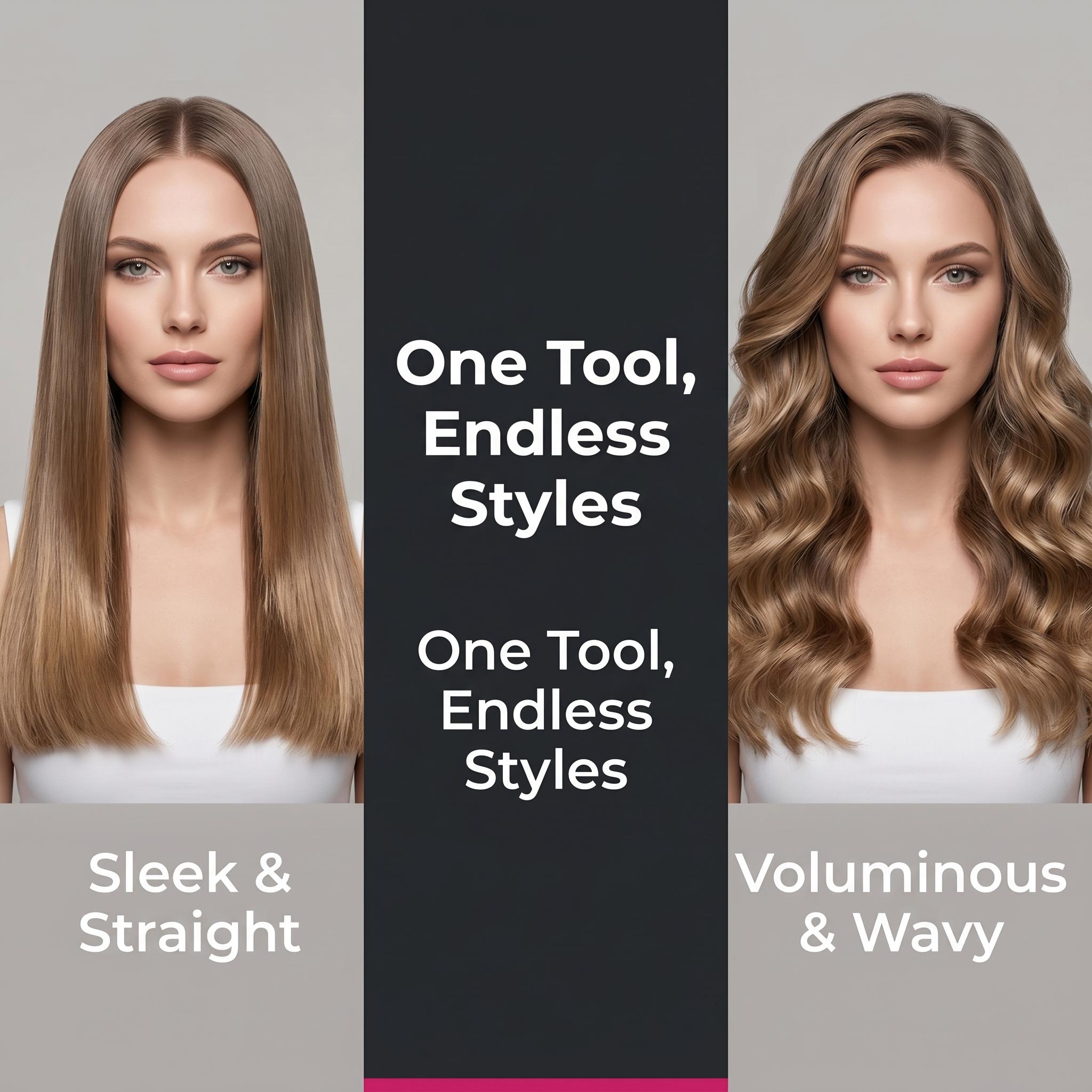 Professional One-Step Hair Dryer Brush, Fast Heating Hot Air Styler, Ionic Blow Dryer & Volumizing Hair Straightener Comb, Salon-Quality Hair Styling Tool for Drying, Straightening & Curling