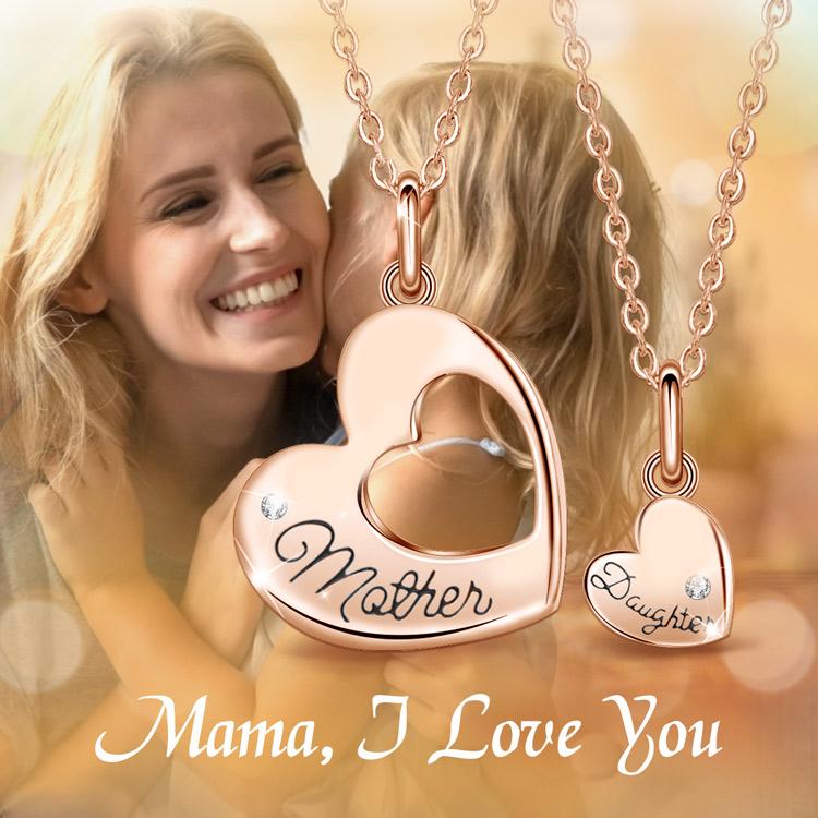 Harmony 'Mother & Daughter' Heart Pendants, Luxury Cubic Zirconia Necklace Set, Meaningful Jewelry Gift, Heartfelt Birthday & Holiday Gift