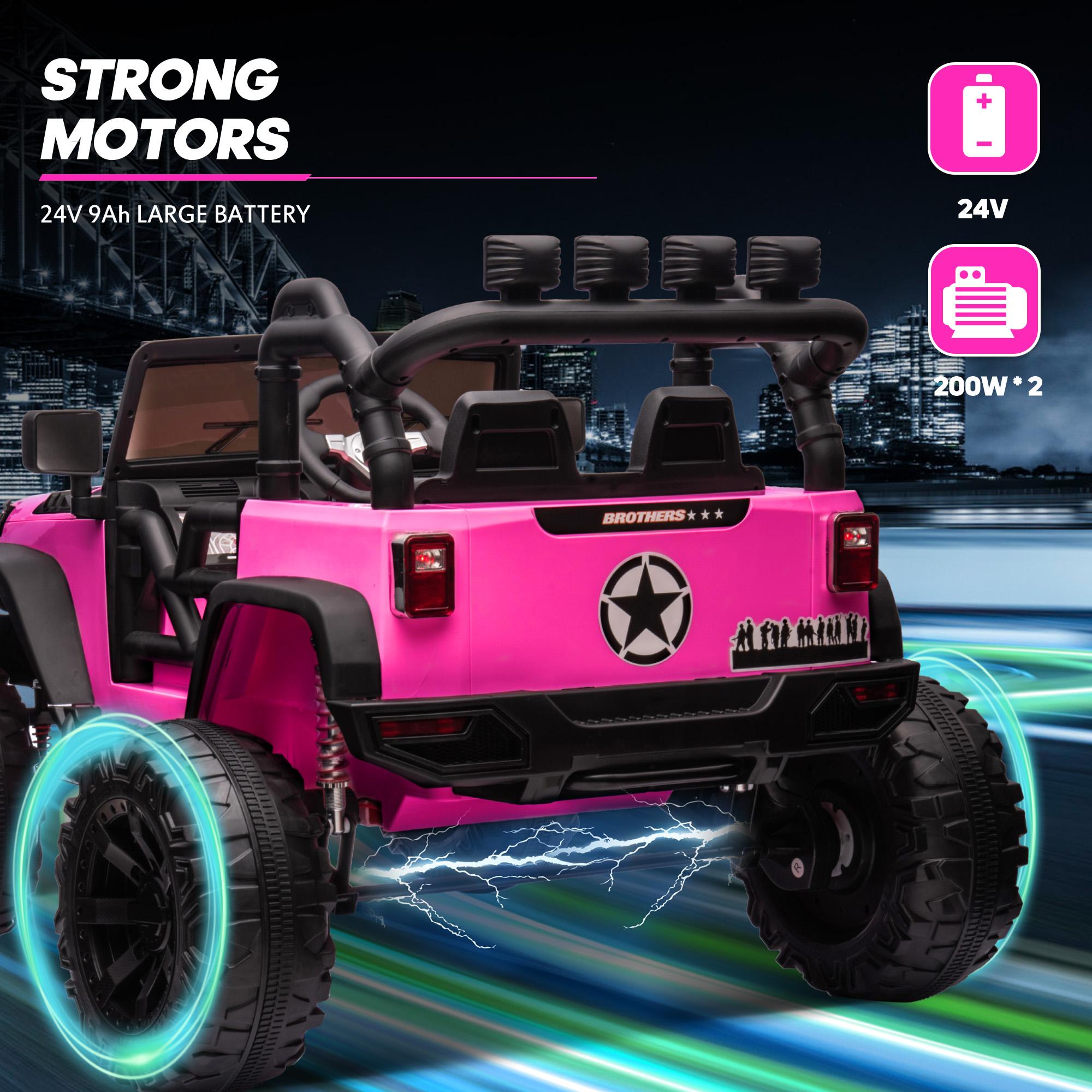 Hikiddo 24V 9Ah Ride on Toy for Big Kids, 2-Seater Powered Ride-on Truck Car with Remote