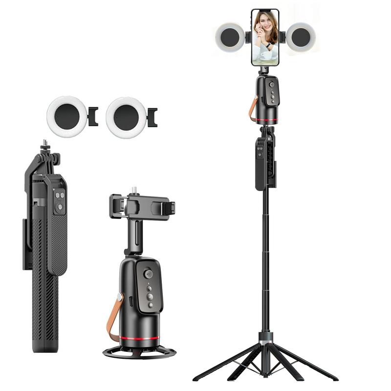 5-In-1 Smart Face Tracking Gimbal with Tripod, Wireless Selfie Remote, Light, Auto Rotation, Phone Stabilizer, Smartphone Vlogging Kit, Video Camera Accessory Kit
