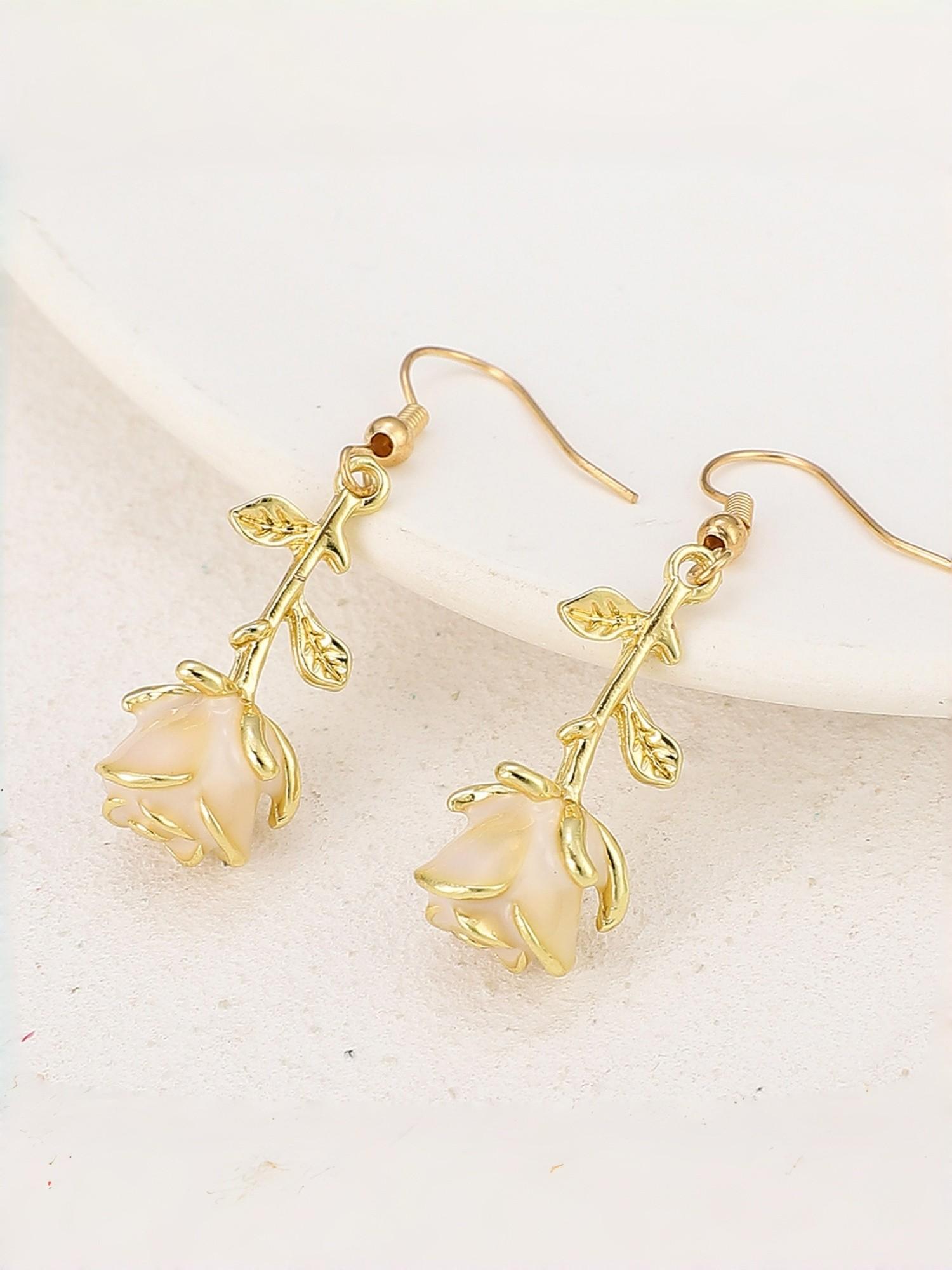 Vintage Rose Flower Earrings, Simple Fashion Ear Studs, European and American Style, Trendy Floral Jewelry, Elegant Accessory